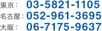 03-5821-1105 052-961-3695 06-7175-9637
